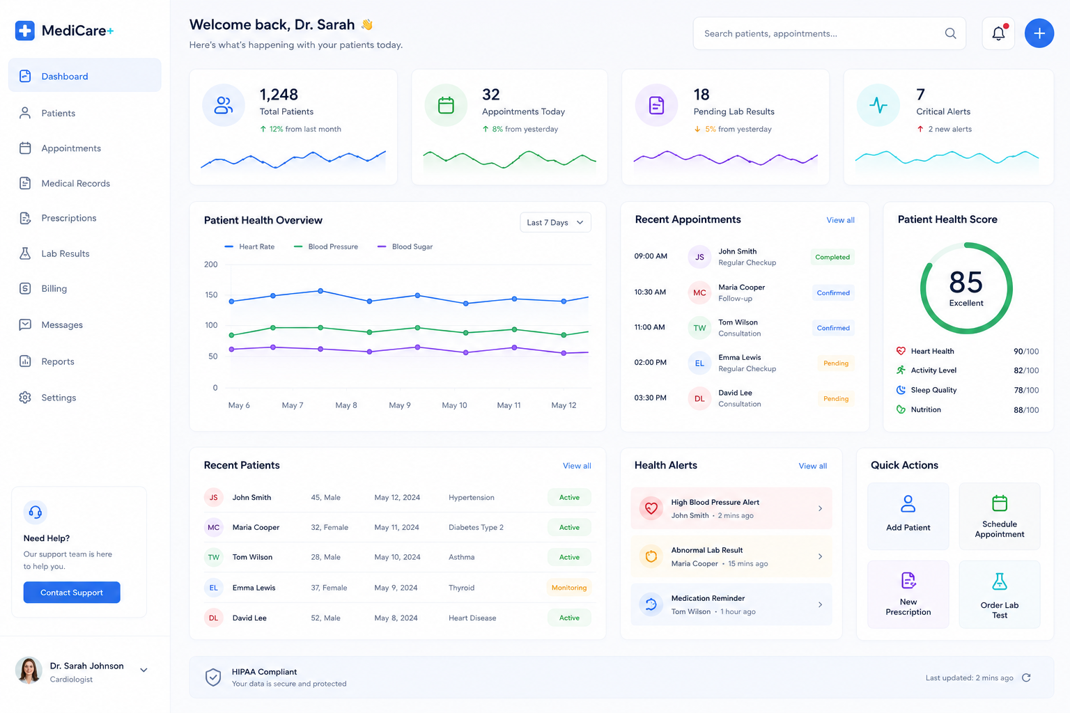 Healthcare & HealthTech technology platform interface